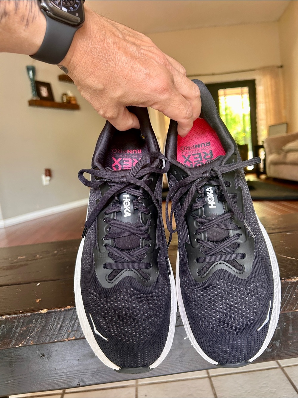 Hoka Men's Black and White Athletic Running Shoe men’s 11 D - Picture 8 of 16